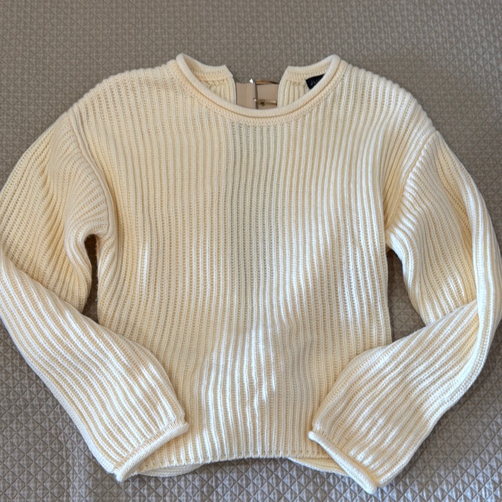 JLUXLABEL Cream Ribbed Knit Sweater